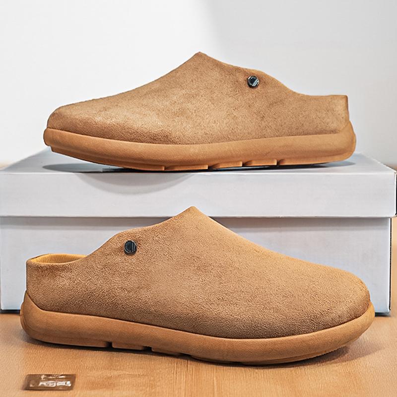 Men’s Summer Sandals Slipper Clogs Backless Mules Khaki Casual Shoes for Students Over Sized