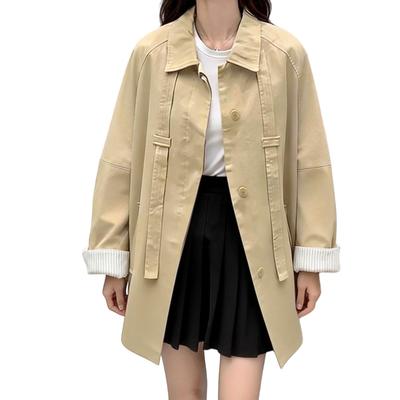 Solid Color Long Sleeve Chester Coat with Button Inner and Available In Plus Versatile and Stylish for Casual Perfect for Going and and Women's Front,