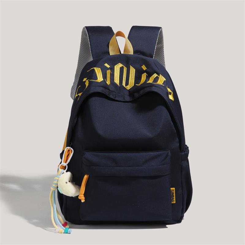 Letter Student Schoolbag Unisex Campus Backpack Large Capacity Solid Color Backpack