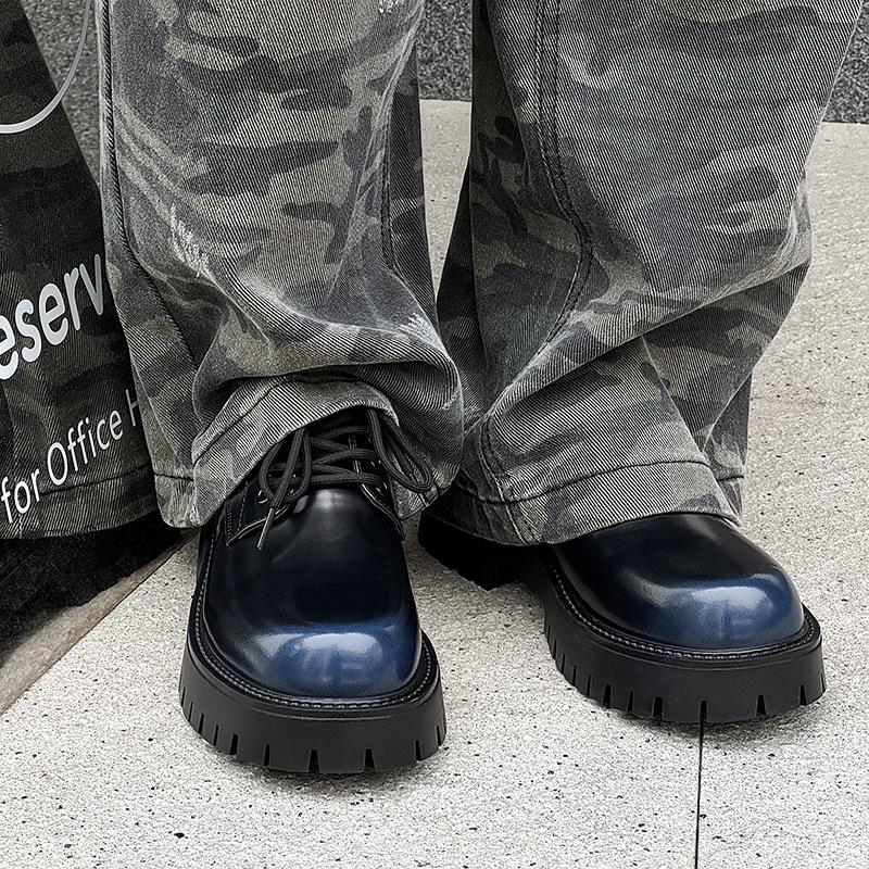 

Весна и лето, новые мужские туфли в ретро-британском стиле, деловые, повседневные, летние, увеличивающие рост, универсальные кожаные туфли 3138-J 46 синий