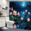 Moonlit Lotus Pond Waterproof Shower Curtain for Bathroom Decor
