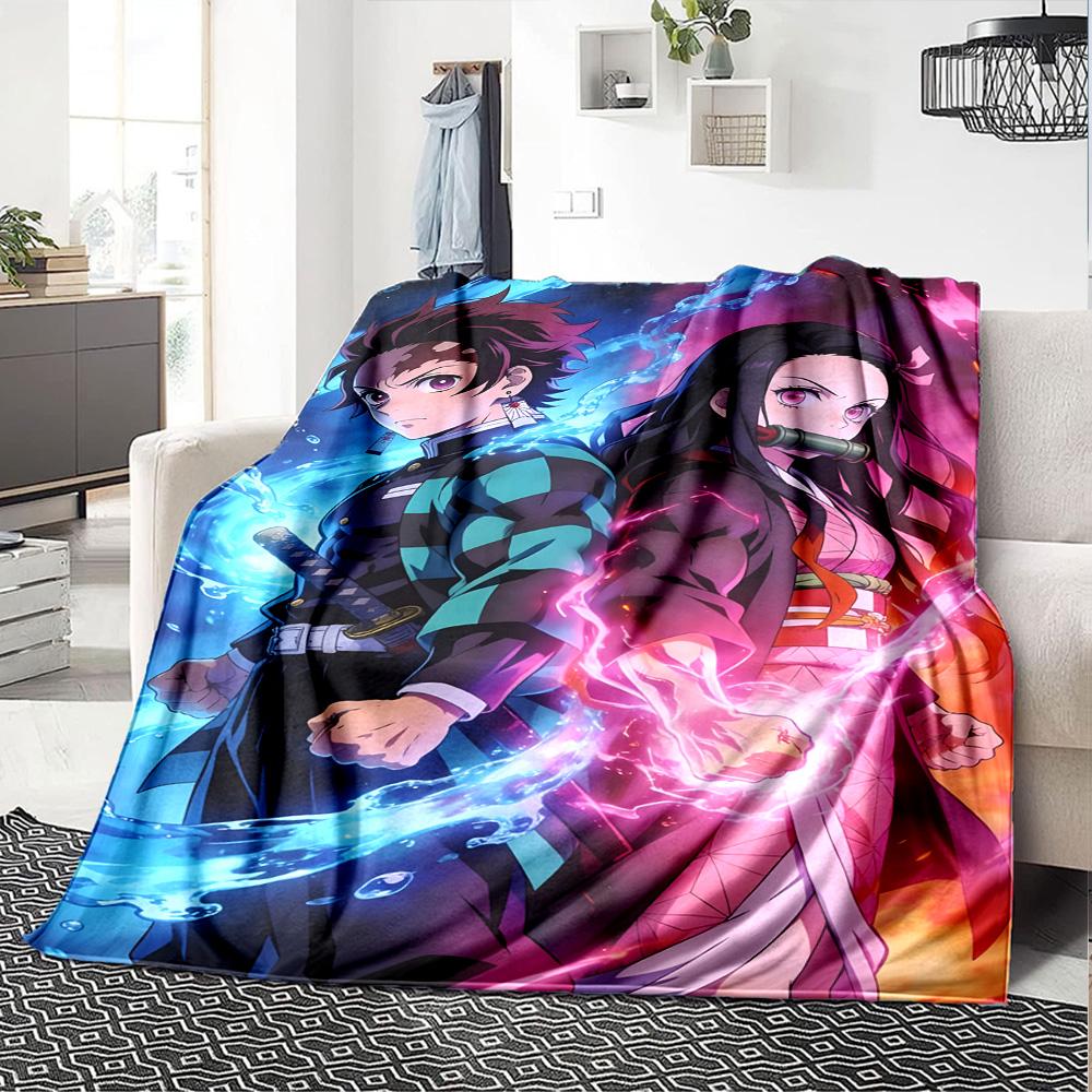 1pc Kamado Tanjiro Blanket, Gift, for Men and Women, Soft Blanket, Good for Sofa Bed Couch Travel, Lightweight Flannel Blanket