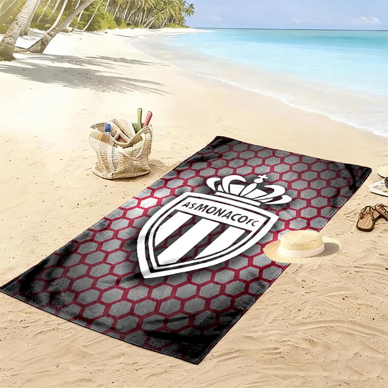 AS Monaco Aufdruck Strandtuch, Großes Weiches Schnelltrocknendes Handtuch für Strand Camping Schwimmen