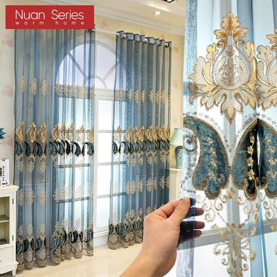 1 Stück Nuan Serie 10-20% Verdunkelung Europäische High-End Bestickte Transparente Gardine für Wohnzimmer Schlafzimmer Heimdeko