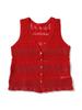 Ray Beams S/S Knit Vest, Striped Lace Knit Vest, Women's, Red, One Size