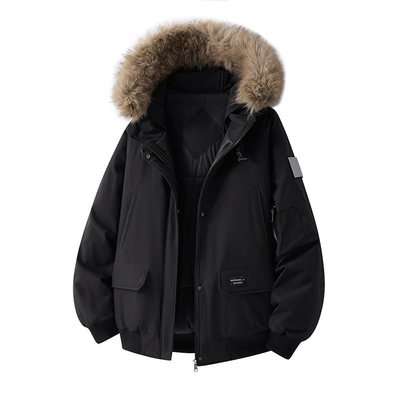 Winter Fur Hooded Parkas Men Down Snow Jacket Windproof Coats Men's Thickened Warm Padded Parka Windbreaker Outdoor Outerwear