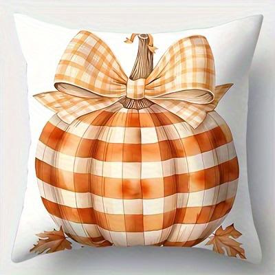 Heimdeko Herbstkürbisse Mit Schleife Druck Kissenbezüge Muster Kissenbezug Geeignet Für Sofa Schlafzimmer Auto Kissenbezug