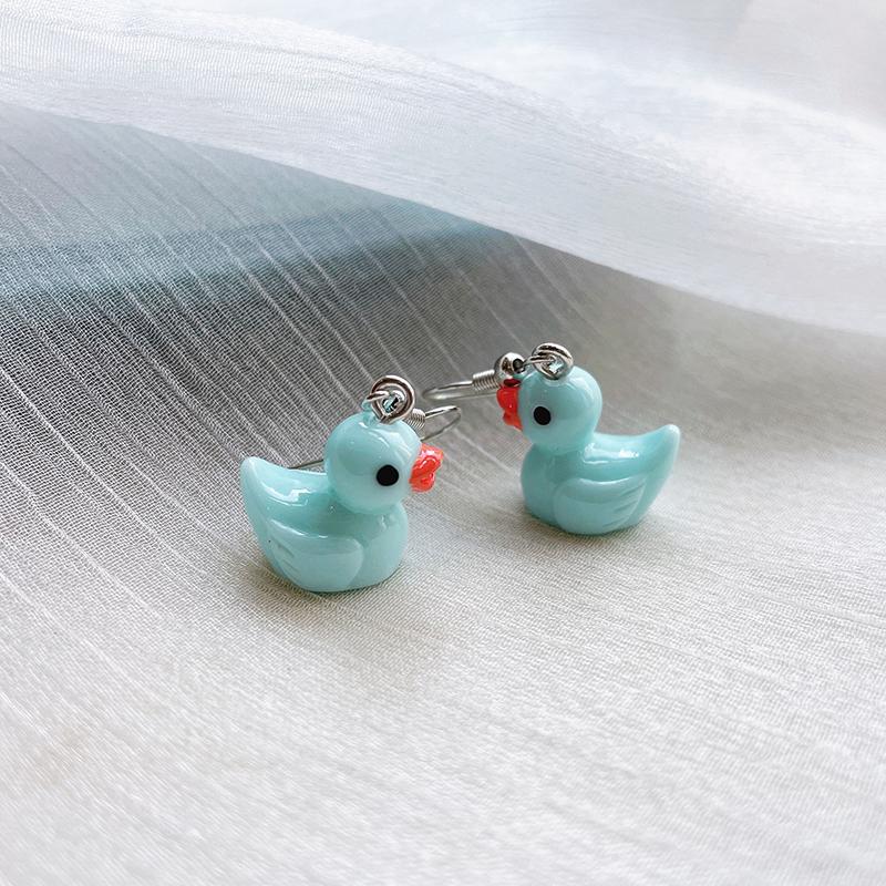 Cute Simple Funny Small Drop Earrings For Women Girls Children Animal Duck Frog Mushroom Cloud Shape Resin Dangle Zircon Gift