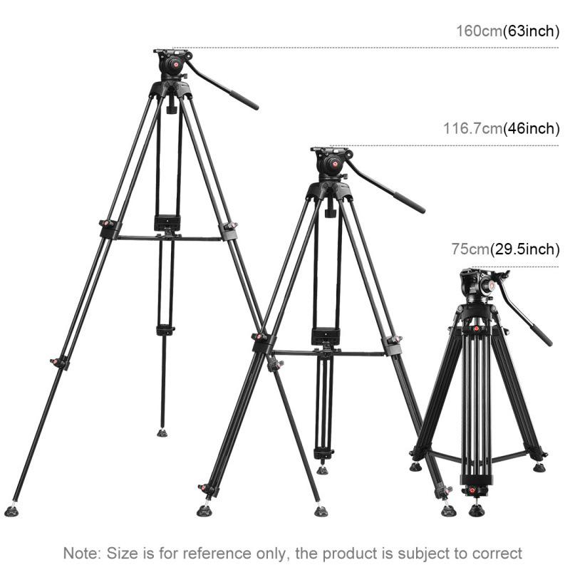 PULUZ Aluminum Alloy Photography Tripod with Hydraulic Damping Head, Adjustable Height 80-160cm