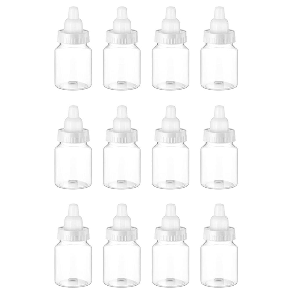 12Pcs Baby Bottle Baby Shower Favor Plastic Candy Bottle Mini Feeding Bottle for Birthday Baby Shower Gift Decor