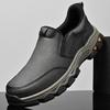 Men's Waterproof Slip On Faux Leather Hiking Shoes for Male Outdoor Non-Slip Walking Sneakers Casual Loafers Work Shoes Comfortable Short Boots