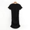 Classic Summer European & American Slim Fit Bodycon Mini Dress with Side Pleats