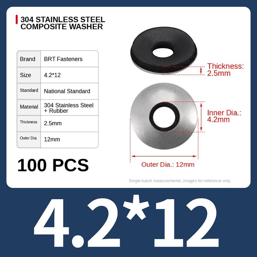 1 Satz 304 Edelstahl EPDM-kaschierte Dichtungsscheiben für selbstbohrende Schrauben Dachbau