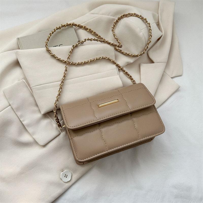 Simple Casual Shoulder Messenger Bag Small Square Bag 2025 Summer New Solid Color Plaid Underarm Bag Casual Commuter Bag