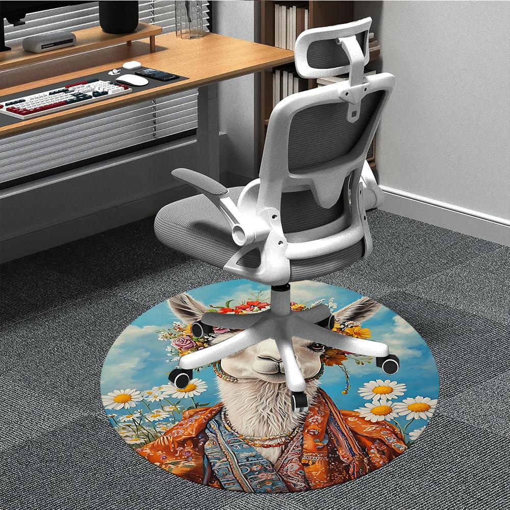 1pc Llama, Boho Chair Carpet for Office, Non Slip, Soft and Durable Office Rug