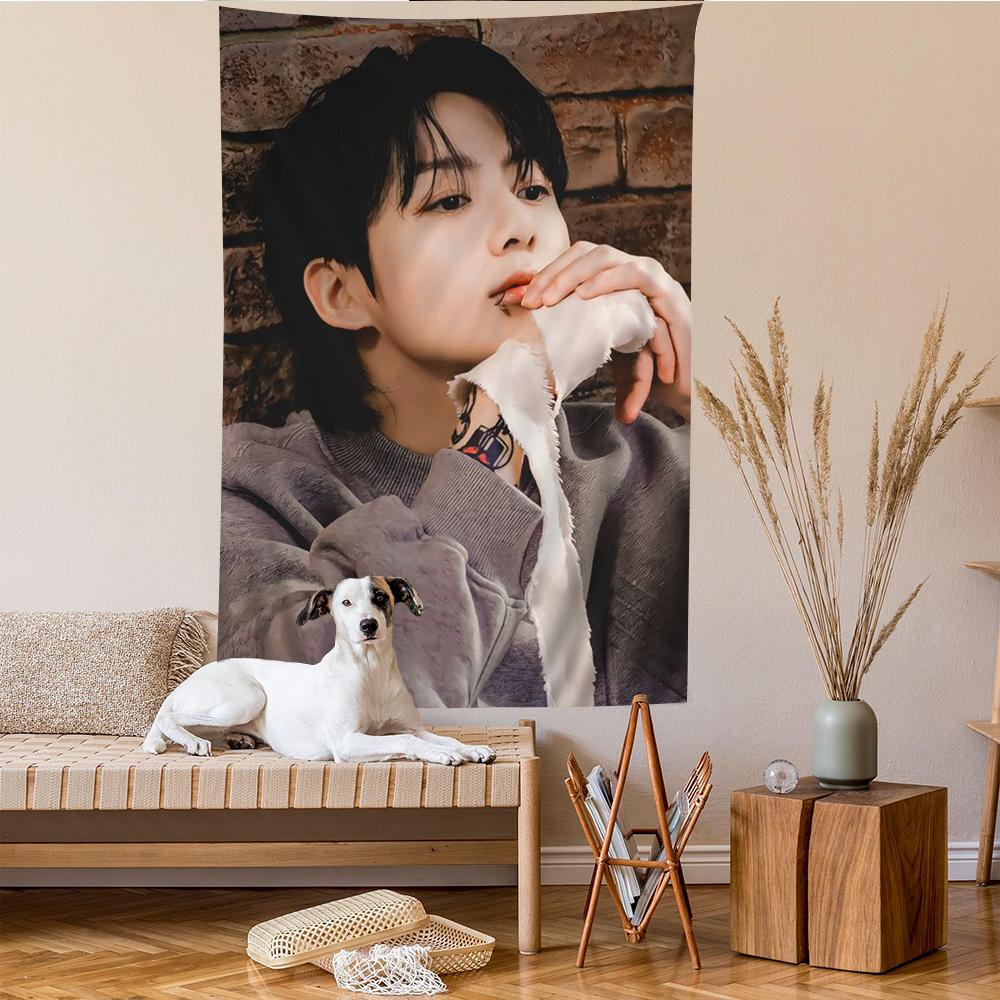 JJungkookS Singer Cartoon Tapestry Art Science Fiction Room Home Decor Wall Hanging Sheets