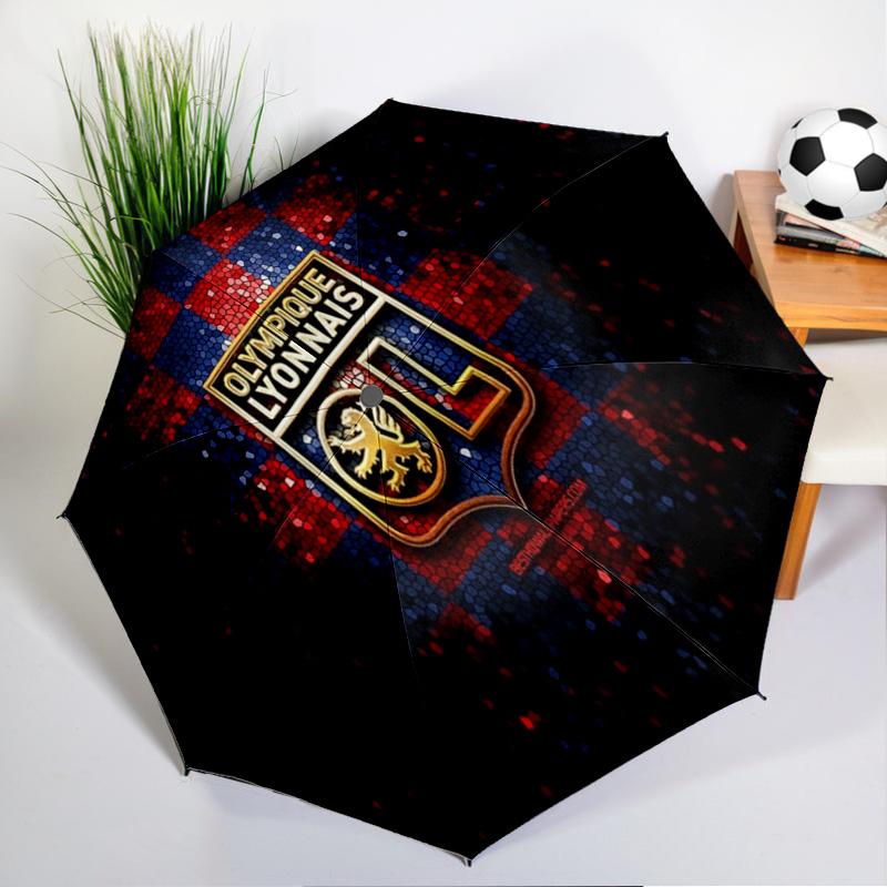 Lyon Football Crest Design Printed Automatic Umbrella, 8-Frame for Travel, camping, Casual Umbrella, Essential Gift for for family and friends