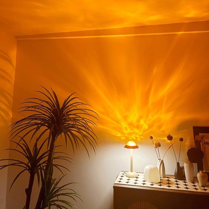 Cordless Shower Lamp,Bedside Lamp,Touch Ocean Wave Projector Light,3 Way Color Temperature,16 Color Changing Light,Dimmable