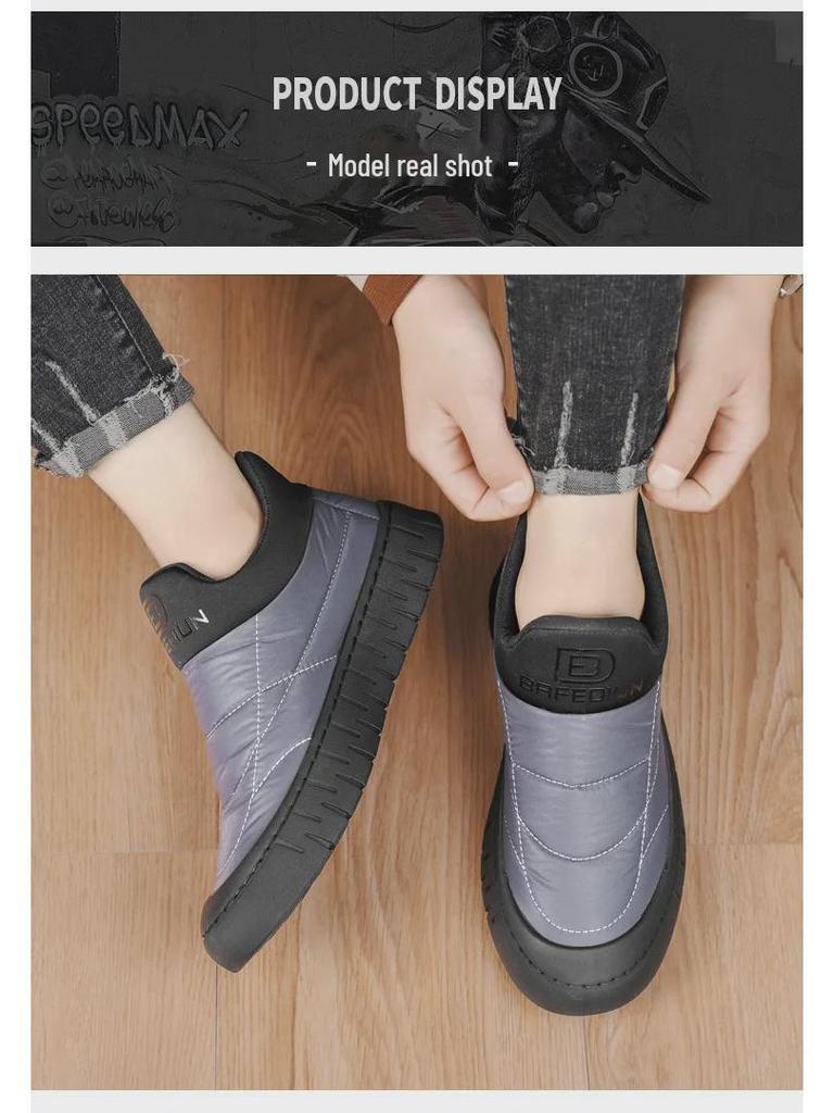 Men's Warm Velvet Canvas Shoes: Winter Slip-on Soft Sole Toad Trend
