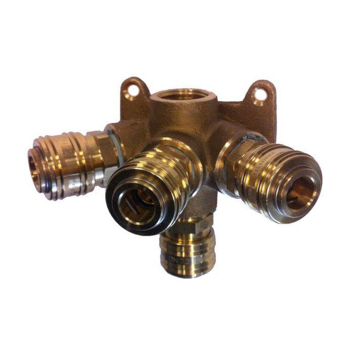 Kit Mural 5 Prises Laiton pour Air Comprimé + 4 Raccords