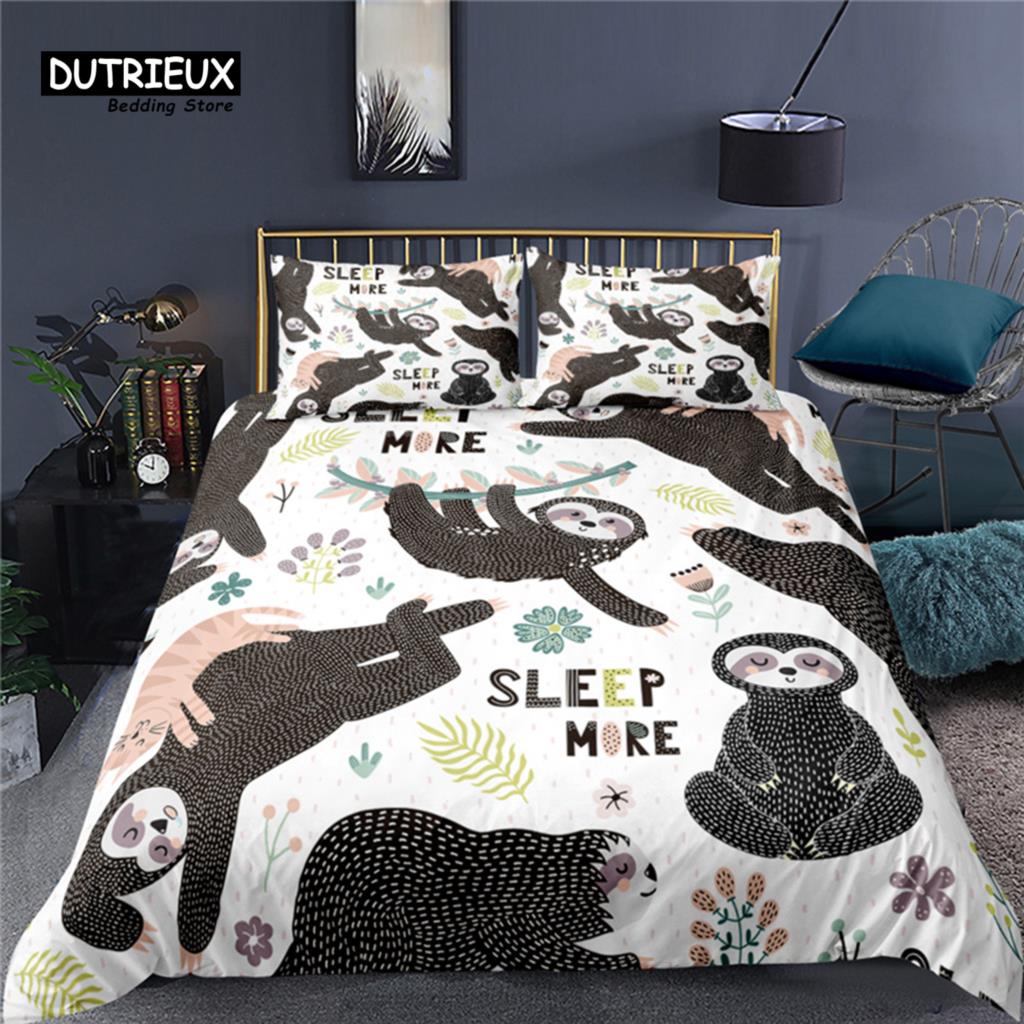 

Comforter Luxury 3D Cartoon Sloth Print Home Living Comfortable Kid Bedding Set Queen And King Eu/Us/Au/Uk Size Comforter (quilt)-EU Single(135*200cm)3pcs