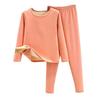 2 pezzi/set invernale top pantaloni set spesso peluche scollo rotondo manica lunga elastico in vita caldo morbido antifreddo pigiama set biancheria intima termica