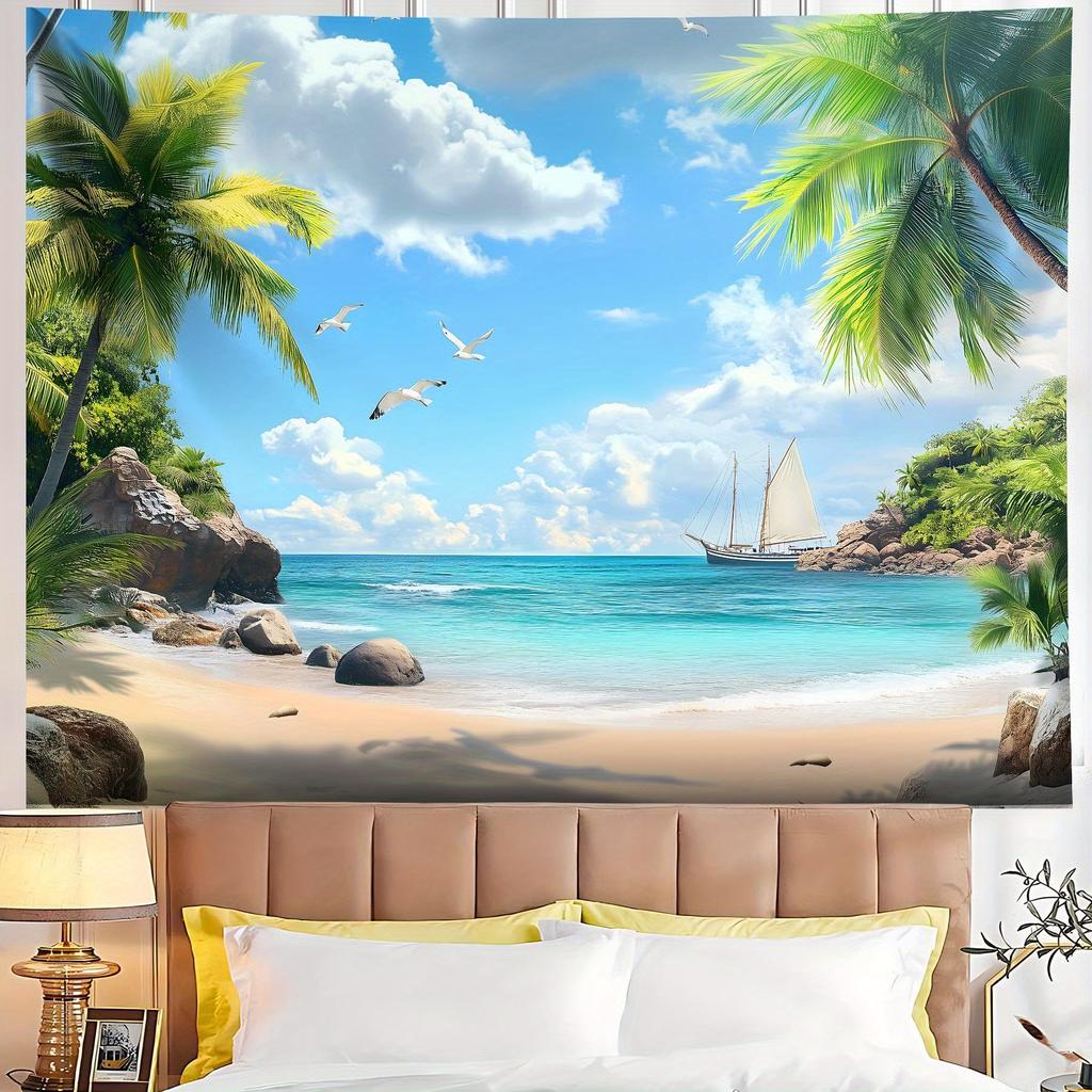 Tropical Beach Paradise Tapestry Serene Vibrant and Blissfully Relaxing Wall Art for a Coastal Decor Statement