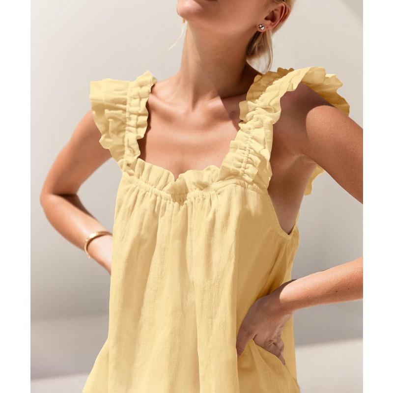 Women Casual Two Piece Sleeveless Vest And Shorts Home Loungewear Set