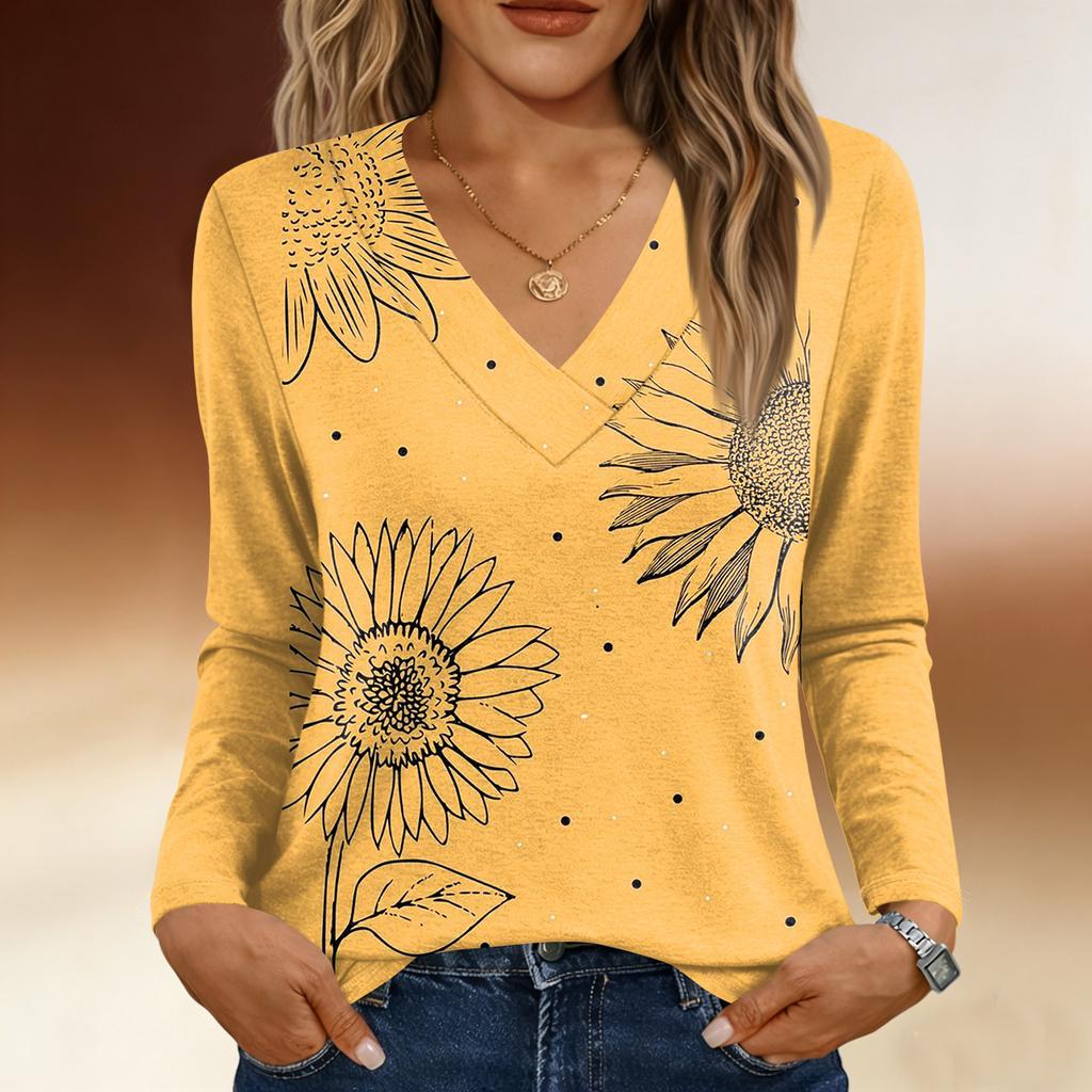 Langarmshirts für Damen, niedlicher Aufdruck, Grafik-T-Shirts, Blusen, lässig, Übergröße, Basic-Tops, Pullover