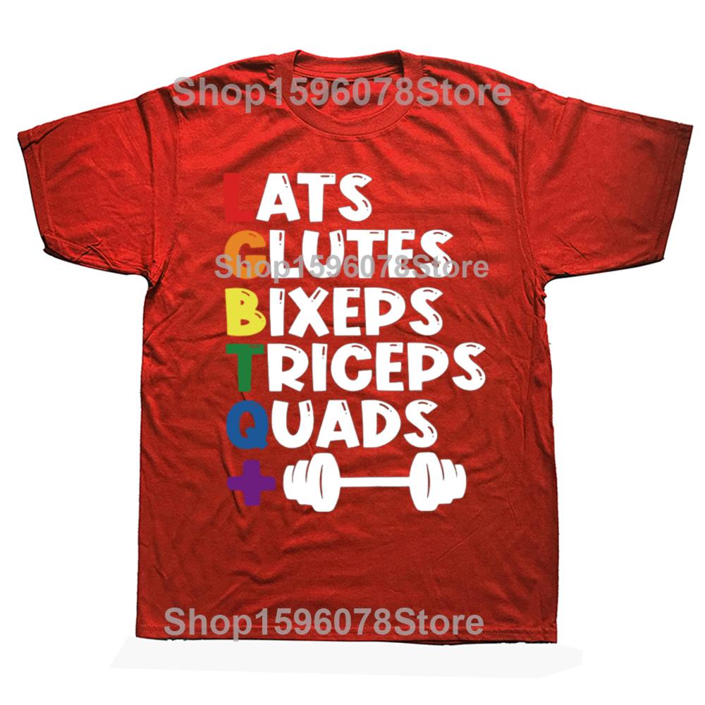 LGBTQ Gym T Shirt Last Glutes Biceps Triceps Lgbt Humor Gym Lovers Tee Tops EU Size 100% Cotton Casual Y2k T-shirt