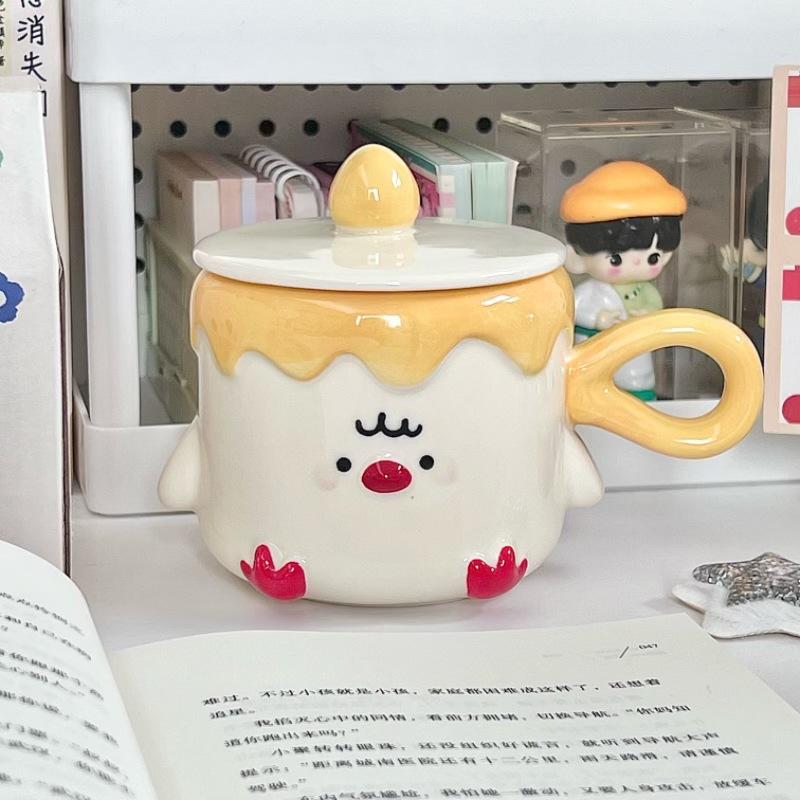 

Birthday gift for girls, high-value cute couple bird ceramic mug with lid girlfriend souvenir gift box 301-400ml