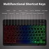 Russian Backlit Bluetooth Keyboard and Mouse, Compatible with iPad, Phones, Tablets, featuring Spanish and Arabic Layout with Seven-Color Lighting.