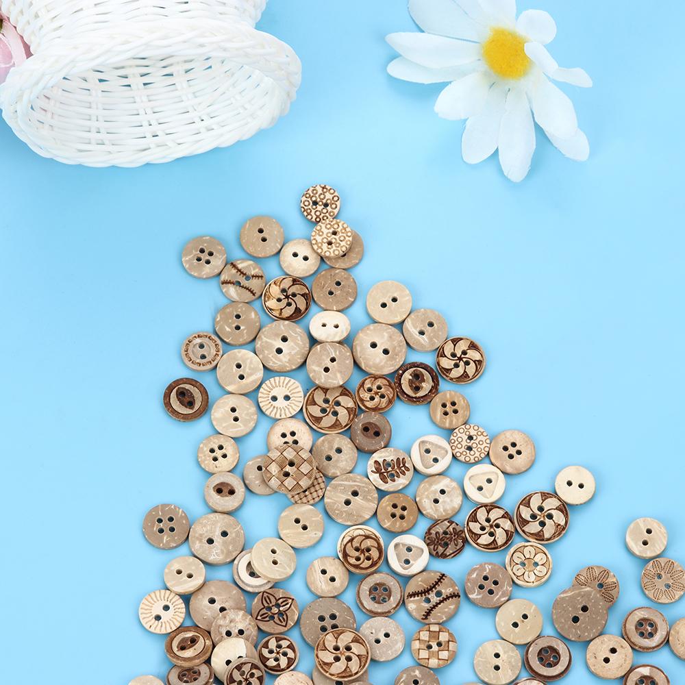 50Pcs Natural Wooden Sewing Buttons For Clothing Decorations Scrapbooking Eco-friendly Wood DIY Crafts Accessories Wholesale