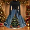 Women's Casual Vintage Christmas Print Neck Dress