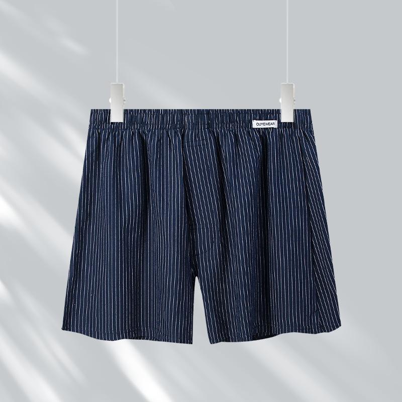 Men s Spring and Summer New Striped Pure Cotton Loose Briefs L