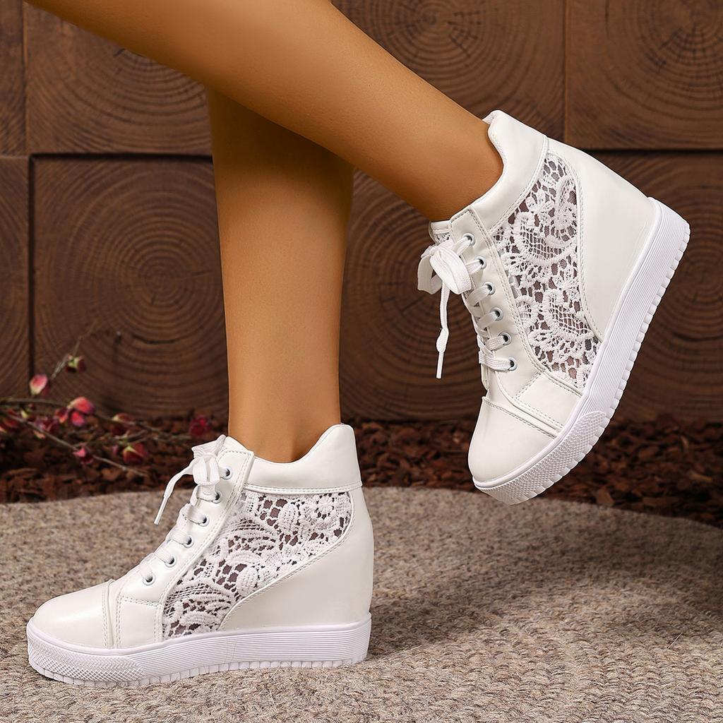 Fashion 2025 Women Trend Wedge Platform Sneakers Anti-slip Lace Up designer Shoes Women Mesh Breathable Sneakers Women Zapatos De Mujer