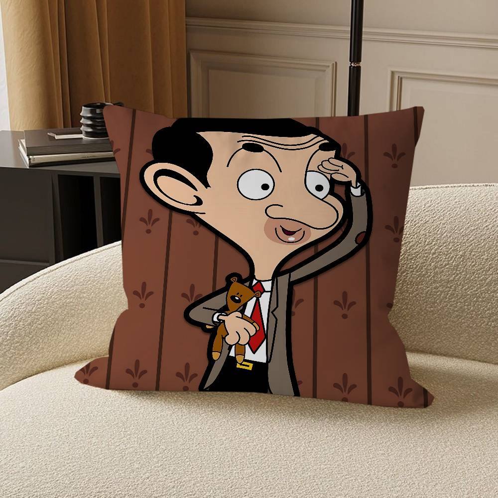 

Animated Mr.Bean Cushion Cover Car Throw Pillow Case For Sofa Car Christmas Gift 40x40cm 45x45cm 12x12Inch