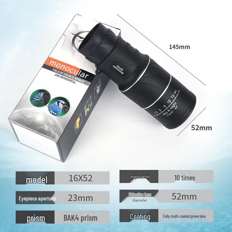Kunguag 16x52 High-Power Low Light Monocular Telescope