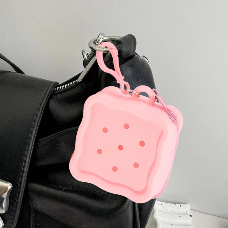 Reusable Silicone Card Holder Cartoon Hole Pattern Compact Wallet  Cartoon Money Bag For Daily Essential Storage