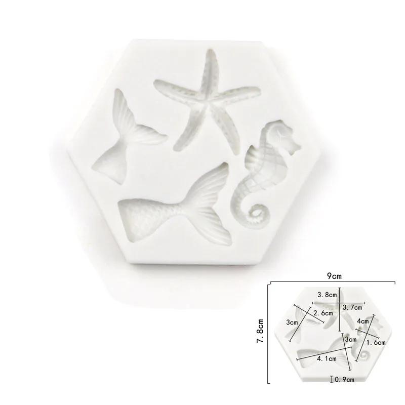 14.2*9.5cm Fish Silicone Mold Seaweed Coral Fondant Sugarcraft Forms Cake Decorating Tools Chocolate Candy Pastry Decorating