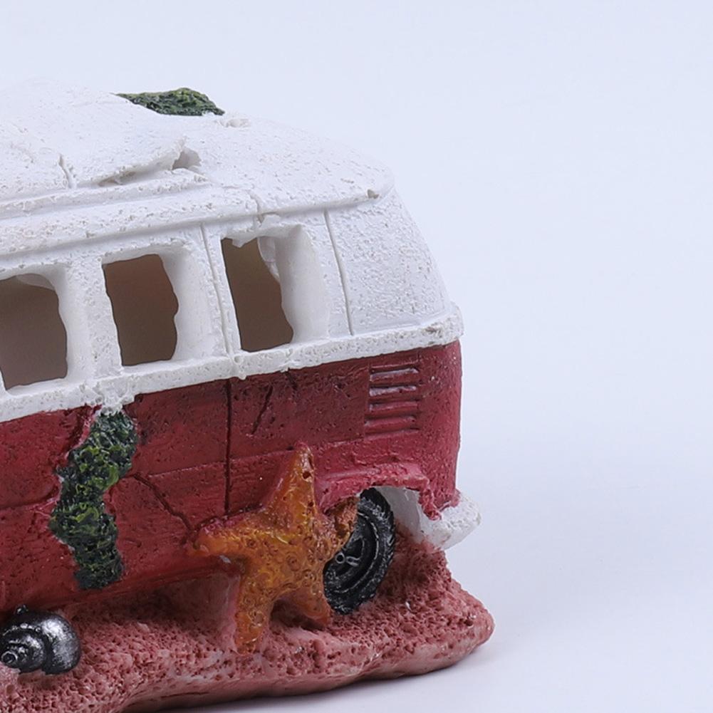 Resin Fish Tank Boat Ornaments Home Aquarium Resin Decoration, Landscaping Glass Fish Tank Boat Bus Ornaments, Artificial Decor