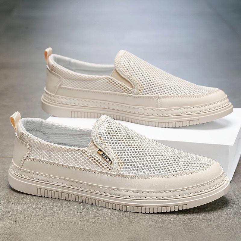 

Модная повседневная рабочая обувь без шнурков на одной педали, мужская сетчатая дышащая обувь на низкой подошве 44