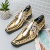 Luxury Trend Designer New Men's Pointed Gold Rivet Chelsea Monk Strap Shoes Casual Loafers Formal Dress Footwear Zapatos Hombre