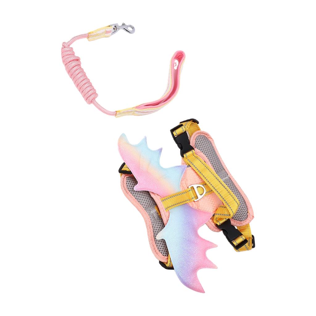 Pet Harness Reflective Anti Pull Pink 3D Puppy Chest Harness and Leash Set for Outdoor