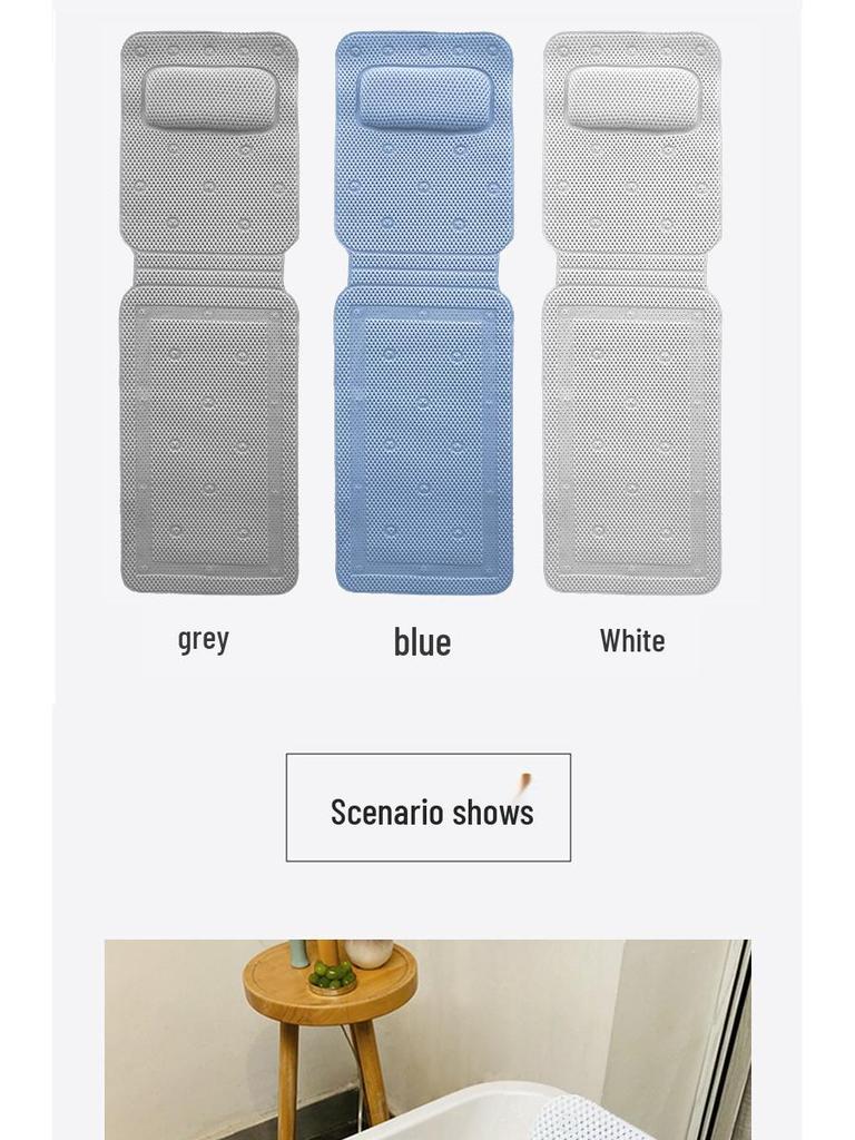 Anti-Slip PVC Bathtub Mat with Suction Cups, Pillow, and Backrest for a Relaxing Bubble Bath