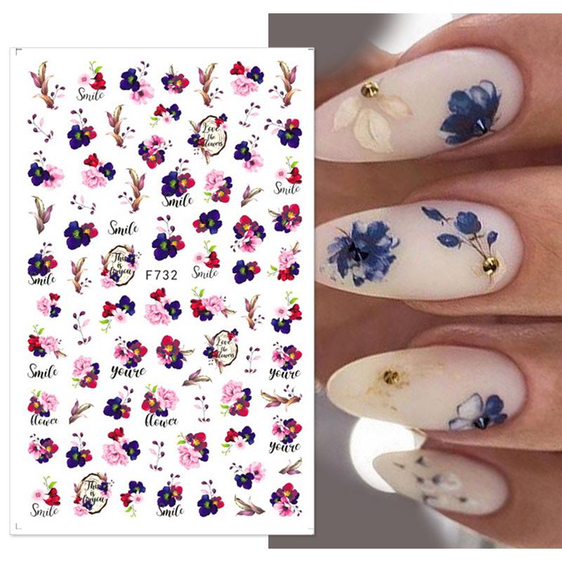 1PCS Sakura Nail Stickers Dandelion Nail Art Decoration Nail Decals Tulip Self-adhesive Flowers Stickers Press On Nails Stickers
