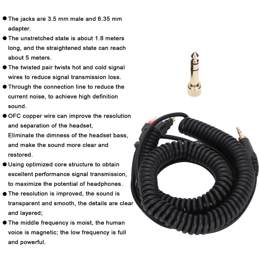 Plug and Play Spring Wire 3.5mm+6.35mm Plug Stereo Jack Cable for HD660s HD650 HD600 HD580 Home