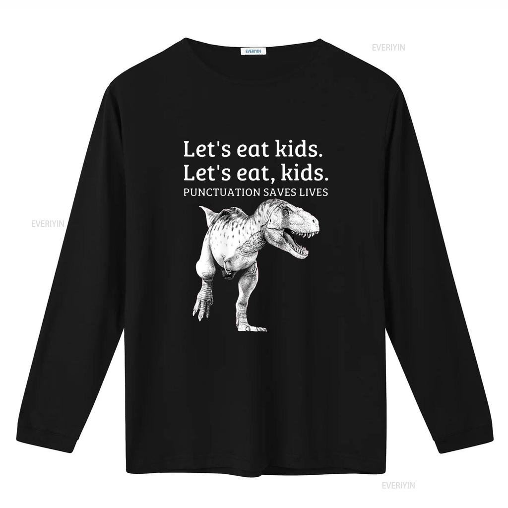 Vtipné Pojďme jíst Děti Interpunkce zachraňuje životy Gramatika Tričko vintage Prané designové oblečení streetwear Roztažené Měkké