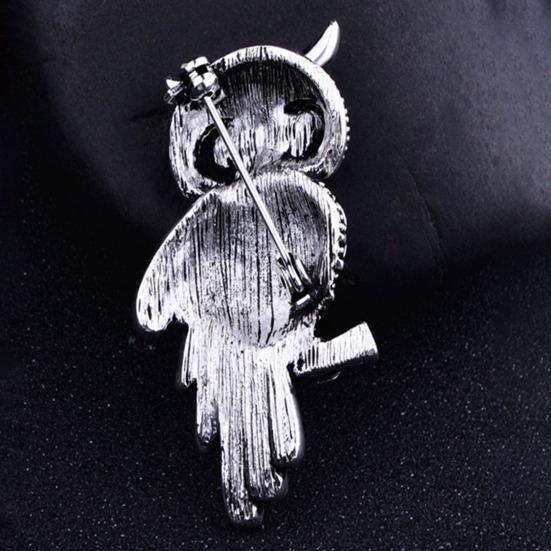 Broșă Formă Bufniță Strălucitoare Strassuri Incrustate Ac Metalic cu Ornament Ochi Negru Accesoriu Compact Portabil Jachete Genți Pălării Bijuterii Cadou