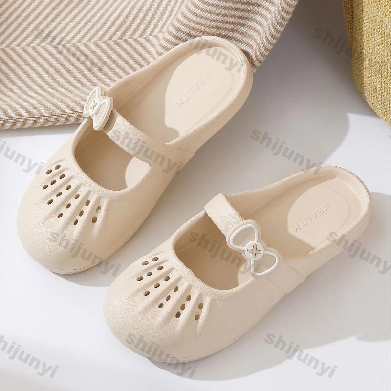 Zapatos de Playa Transpirables con Suela Blanda 2025 Verano Nuevos Sandalias Casuales con Puntera de EVA para Mujer al Aire Libre Antideslizantes Lindas Pantuflas para el Hogar